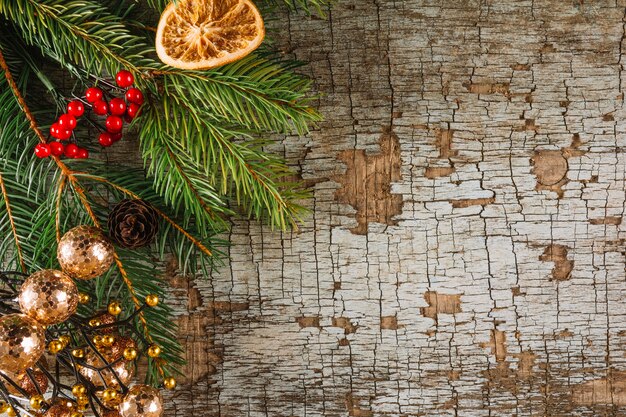 Christmas background with orange and fir