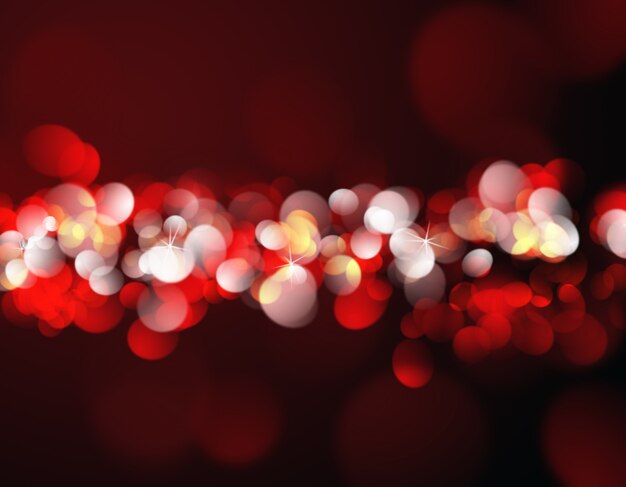 Christmas background with red and gold bokeh lights