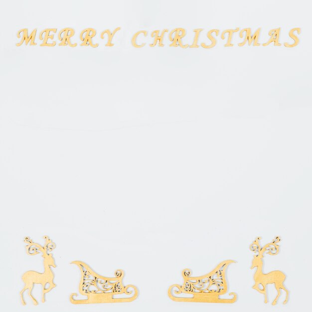 Christmas background with reindeers and sledges