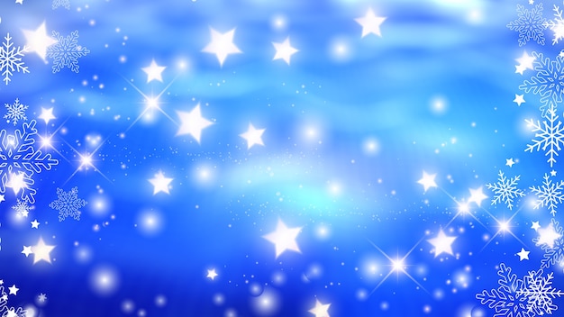 無料写真 雪と輝く星のデザインとクリスマスの背景