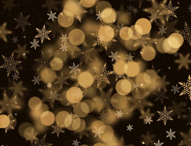 Free photo christmas background with snowflakes and bokeh lights design