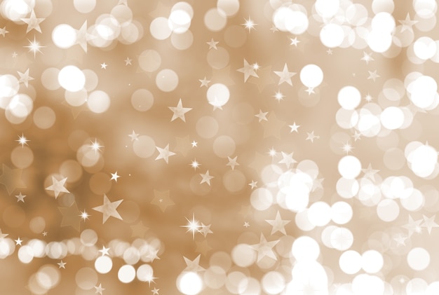Christmas background with stars and bokeh lights