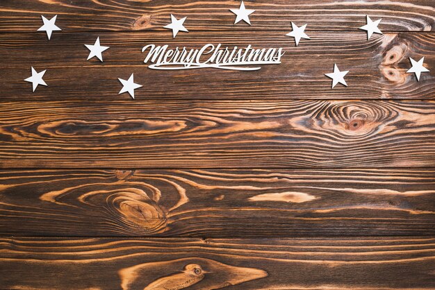 Christmas background with wooden surface