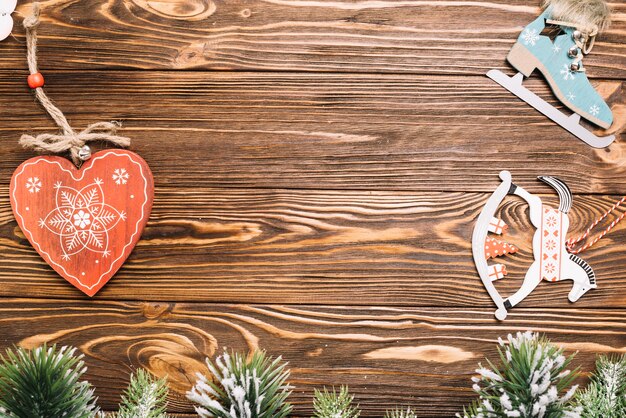 Christmas background with wooden texture