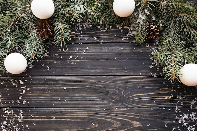 Christmas background on wooden texture