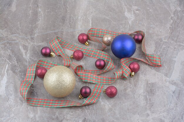 Christmas bauble balls with beautiful bow.