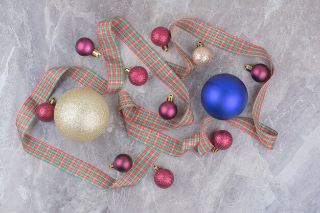 Christmas bauble balls with beautiful bow.