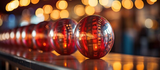 Foto gratuita pallina di natale davanti alla foto astratta del fondo del bokeh