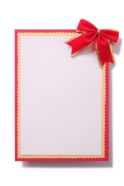 無料写真 クリスマスカード赤弓装飾垂直