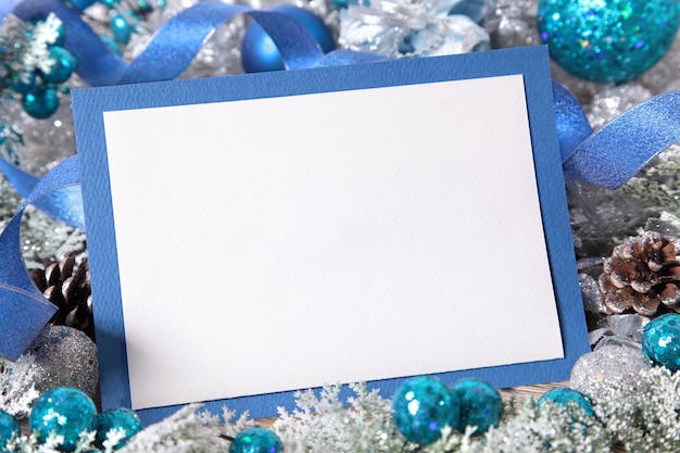 Christmas card with blue frame