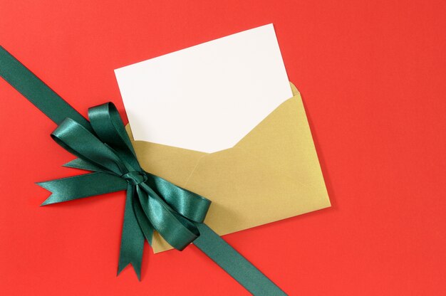 Christmas card with gift ribbon