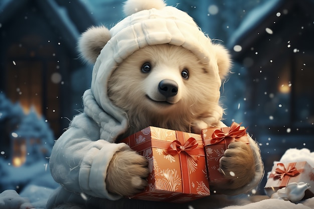 Foto gratuita celebrazione di natale con l'orso