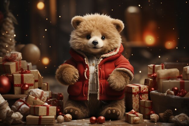 Christmas celebration with bear