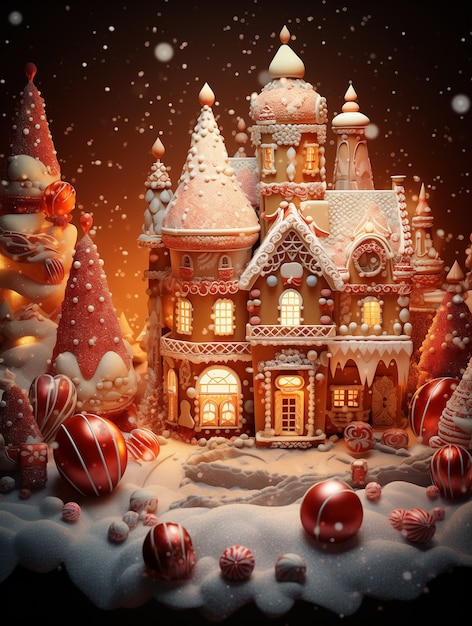 Foto gratuita celebrazione di natale con casa decorata