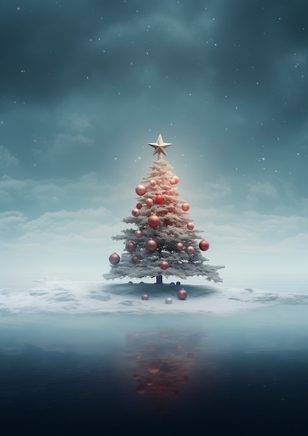 Foto gratuita celebrazione di natale con albero decorato