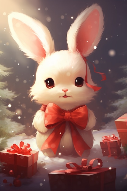 Christmas celebration with rabbit