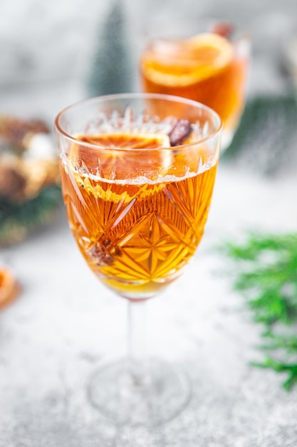 Christmas cocktail mulled wine grog wine with spices new year drink Premium Photo