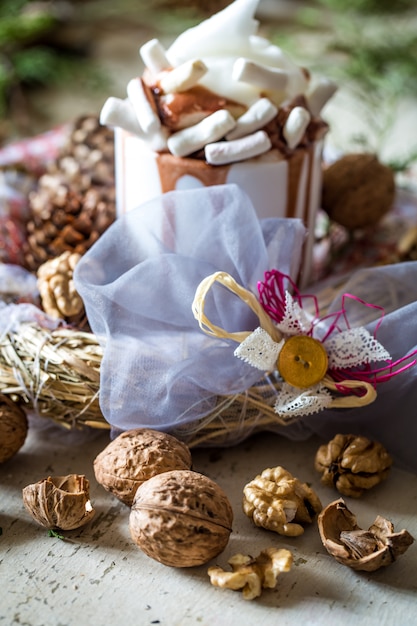 Christmas composition Cup of cocoa