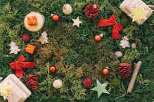 無料写真 ミドルスペースの芝生のクリスマスの組成