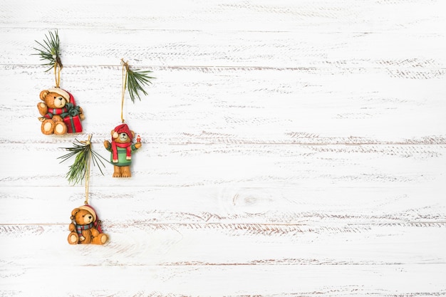 Free photo christmas composition of toy bears