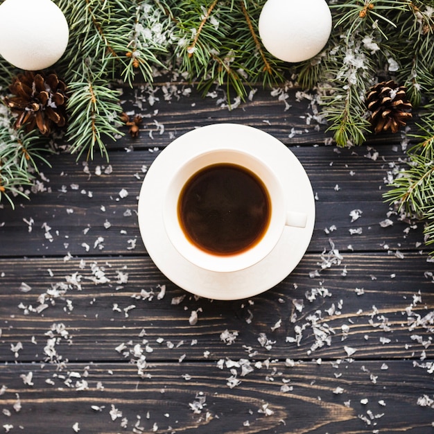 Free photo christmas composition with cup of coffee