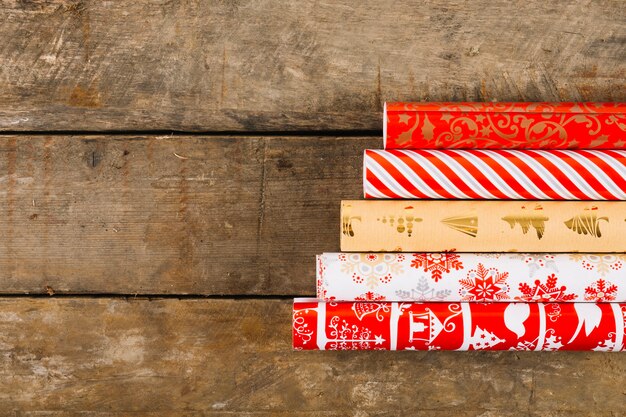 Christmas composition with five gift boxes