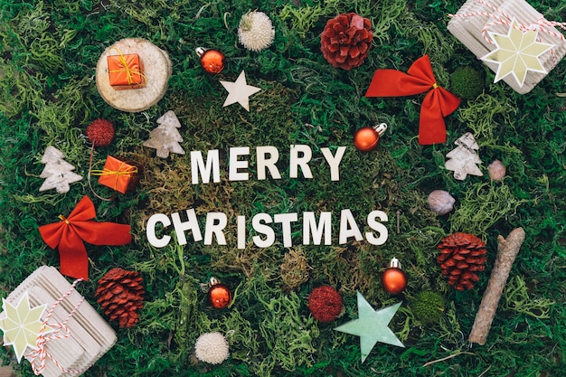 Free photo christmas composition with letters