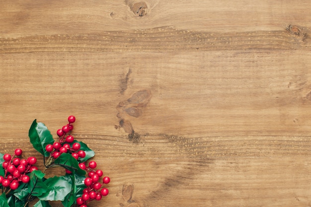 Christmas composition with mistletoe on the bottom.