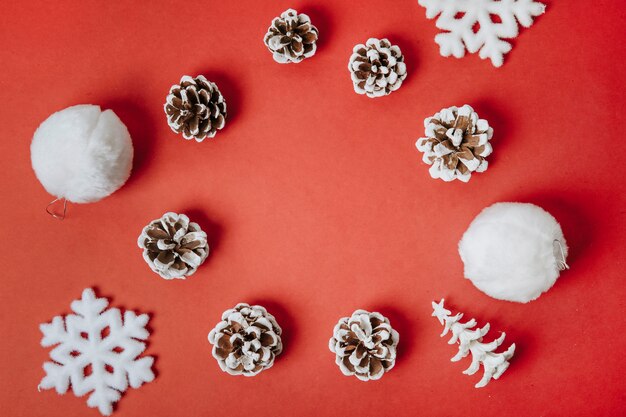 Christmas composition with pine cones