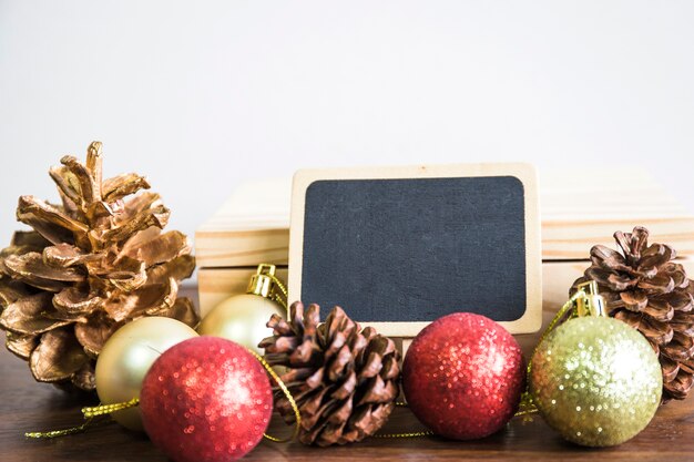 Christmas composition with slate and balls