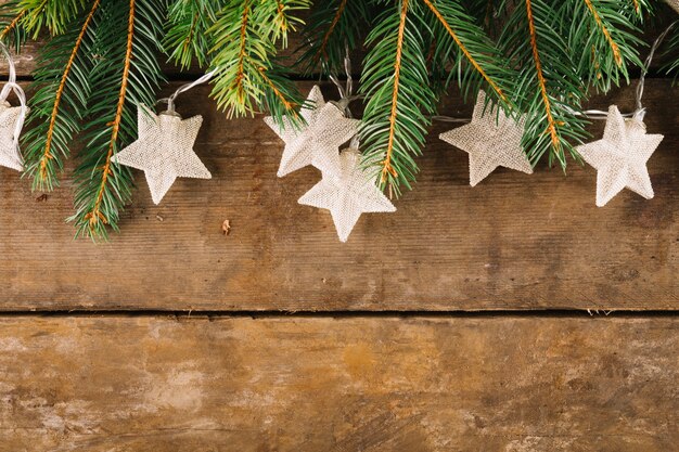 Christmas composition with stars and fir