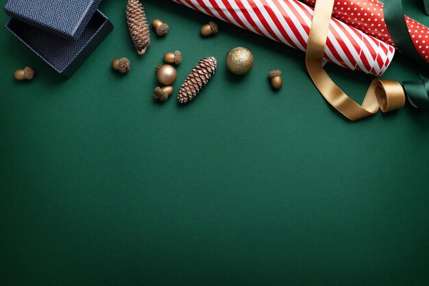 Christmas concept with baubles and gifts