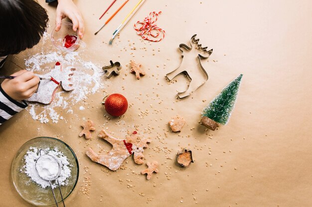 Christmas cookie composition and person