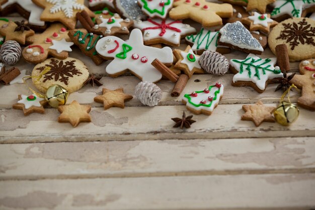 Christmas cookies on a wooden table