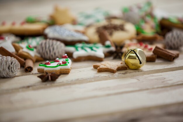 Christmas cookies on a wooden table