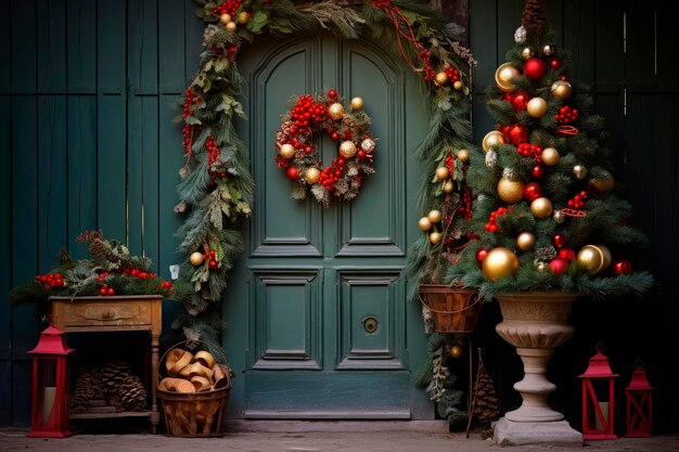 christmas decoration on the door