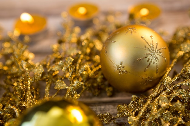 Free photo christmas decoration of golden color