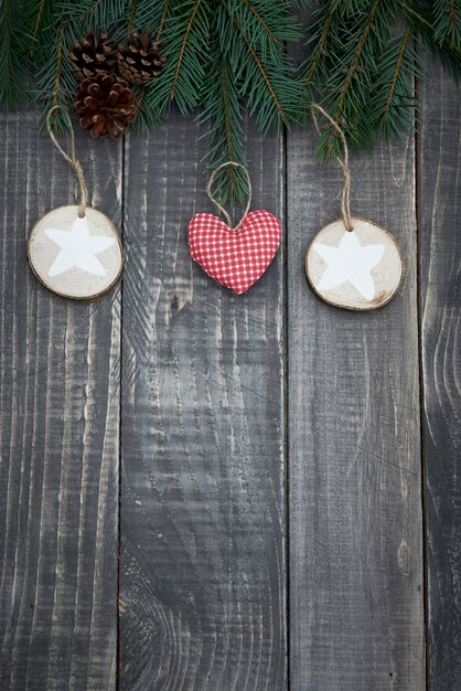 Christmas decoration hanging on the pine tree