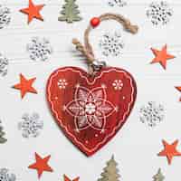 Free photo christmas decoration with heart and stars