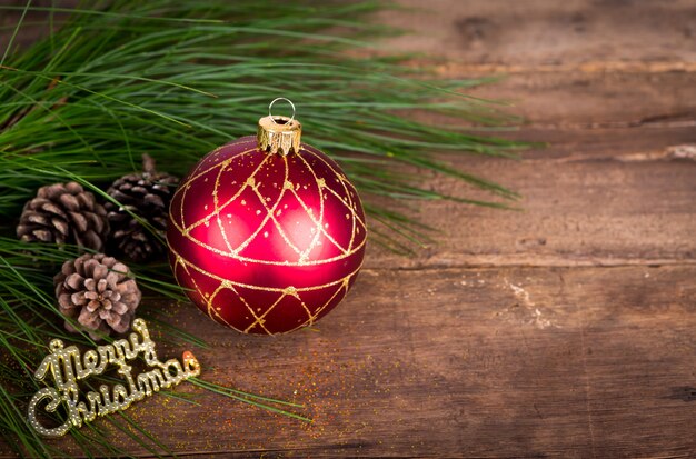 Christmas Decoration Over Wooden Background