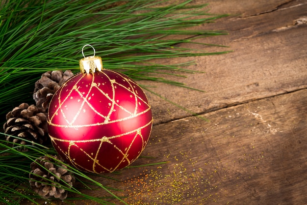 Christmas Decoration Over Wooden Background