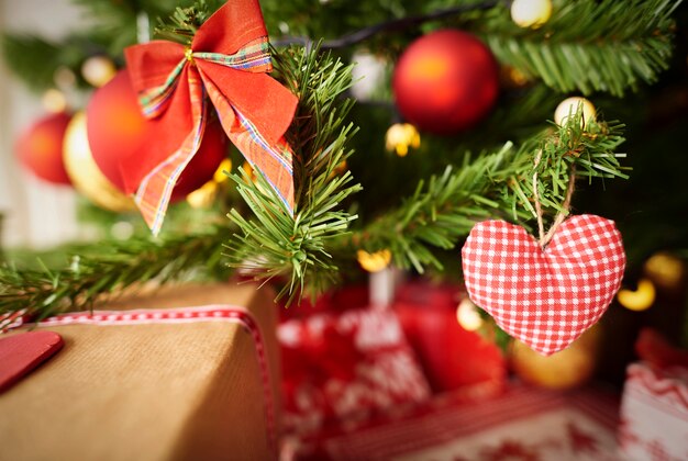 Christmas decorations on the branches