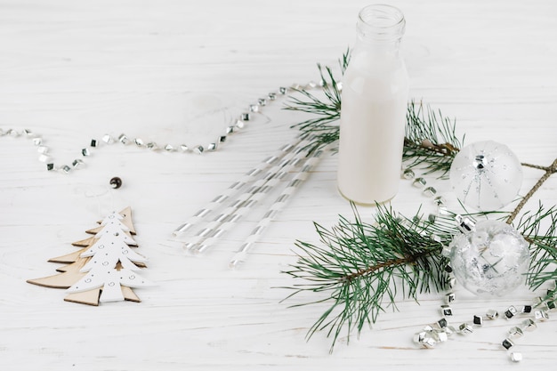 Christmas decorations on table