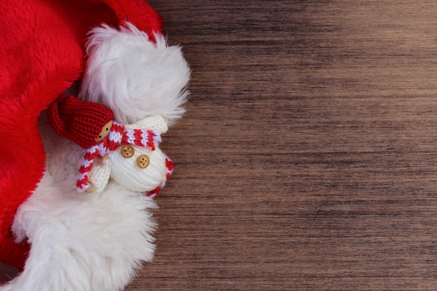 Christmas elements on wooden background