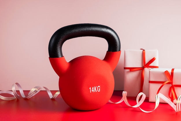 Free photo christmas fitness weights for training gift