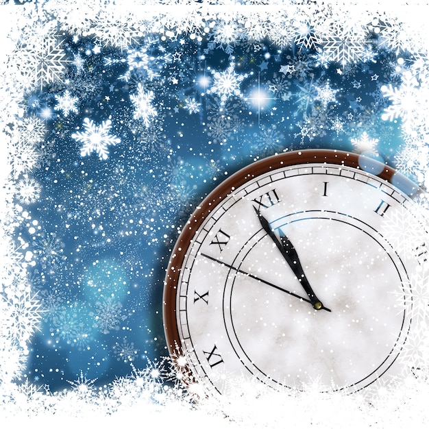 Free photo christmas frame with clock