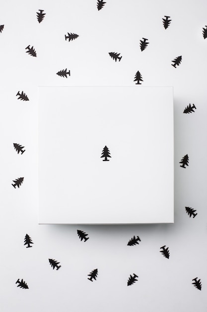 Christmas gift box over white background. Above.