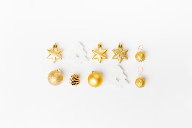 Free photo christmas golden decoration on white