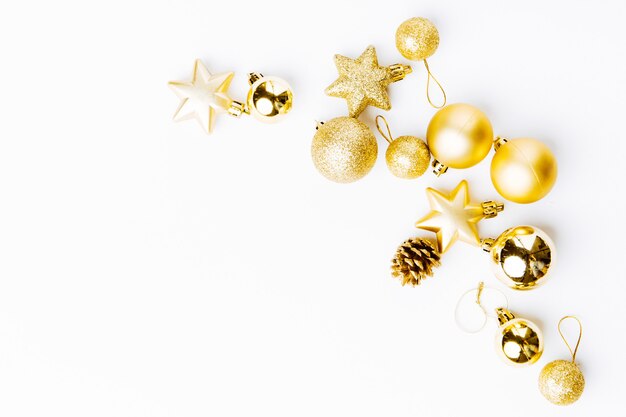 Christmas golden decoration on white