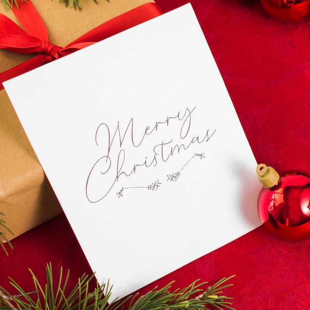 無料写真 baubleとクリスマスの挨拶カード